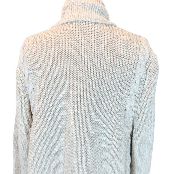 TALBOTS Chunky Cable & Shaker Stitch Open Front Cotton Cardigan Size XL Classic - Picture 6 of 8